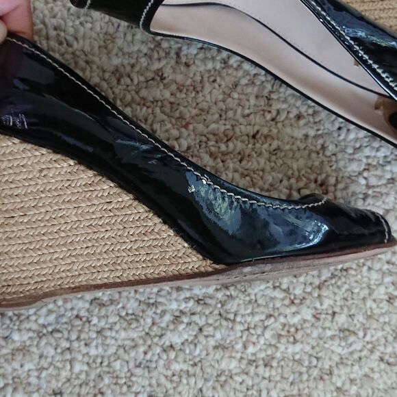 Prada Black patent leather Wedge Heels size 7.5 - Picture 7 of 7